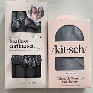 Kitsch Satin Heatless Curling Set and Bonnet in Elegant Gray